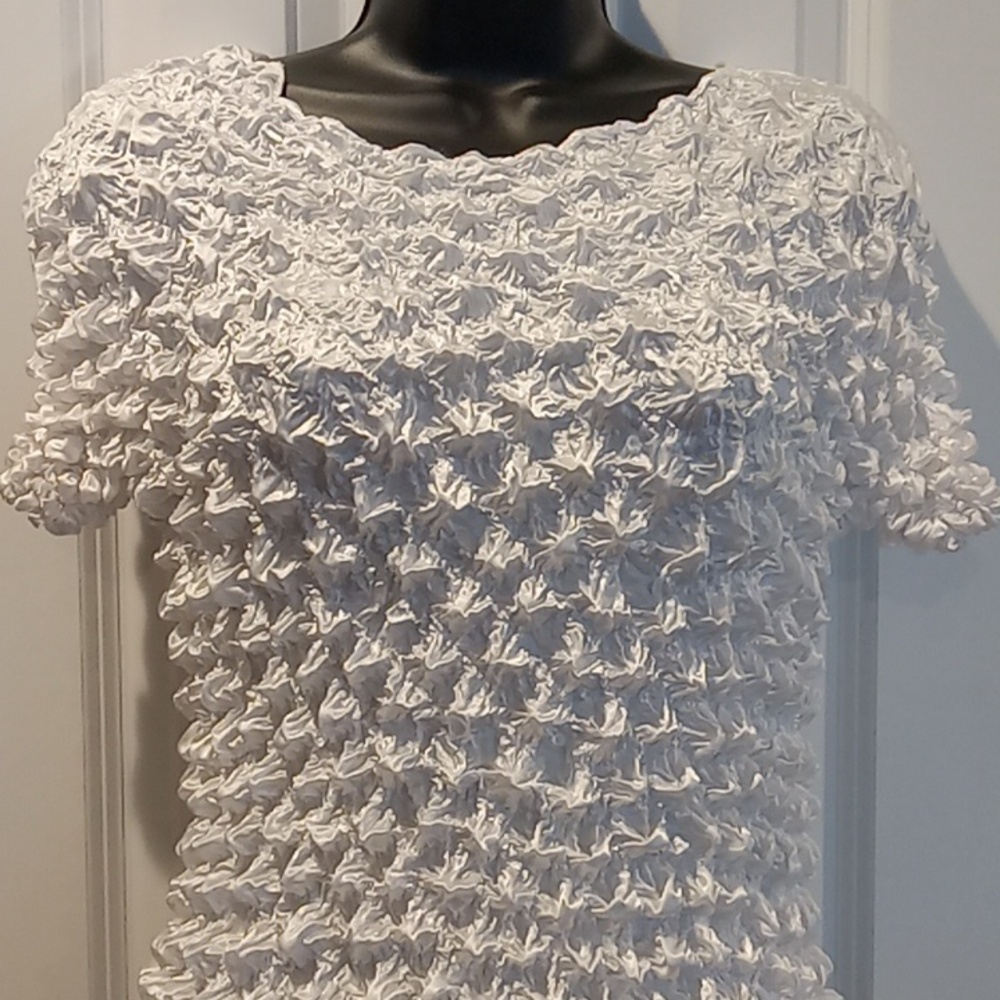 Vintage Y2K White Textured Women's Top - Picture 2 of 3